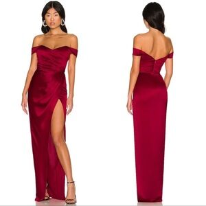 Elegant Off-Shoulder Red Maxi Dress